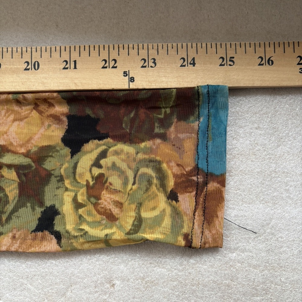 Jane Delancey Mesh Floral Shirt Women XL Blue Yellow Rose Button Up Whimsigoth - Picture 8 of 12